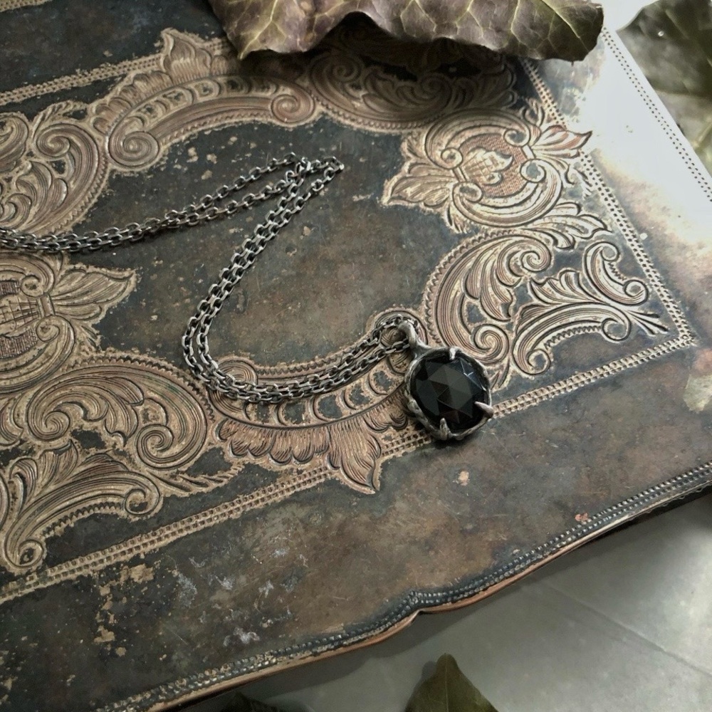 Black Tourmaline Necklace with Custom Metalwork